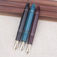 Wingsung / Junlai 630 Black Resin Piston Fountain Iraurita Large No.8 F Nib Copper Piston Gold Clip Business Writing Ink Pens