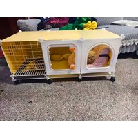 Large Indoor Rabbit Cage with Pull-Out Tray, DIY Modular Small Animal Hutch for Guinea Pig, Hamster, Bunny