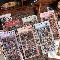 6pcs Literary Retro Stickers PET Materials DIY Scrapbooking Art Collage Stationery Planner Decor Diary Stickers