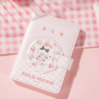 MINKYS A6 Portable PU Leather Milk Cat Notebook Planner Yearly Daily Weekly Agenda Book Journal Book Kawaii School Stationery