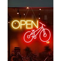 AliExpress NONE Bicycle Open Neon Sign Bike Shop Open Neon Sign Bicycle Wall Decor Business Neon Sign