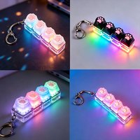 HOT 1PC Light Up Keyboard Keychain Stress Relief Clickable LED Button Toy for People with Anxiety Office Desk Accessory