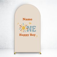 Mocsicka Kids One Happy Boy Arch Cover Backdrop Boho Sun Chiara Wall Background Decor Boys 1st Birthday Party Photoshoot Studio