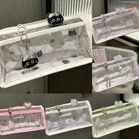 Cute Cartoon Pencil Case Translucent Double Layer Large Capacity Stationery Bag for Primary School Students Kids Gifts