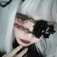 Women Sweet Cool Black White Lace Bows Heart Cross Eye Mask Suitable For Halloween Theme Lolita Dark Gothic COS Access〔CC55〕