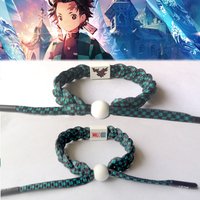 Anime Kamado Tanjiro Cosplay Kamado Nezuko Bracelet Hand-Knitted Anime Bracelet Couple Accessories Christmas Gift