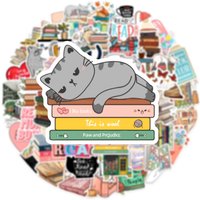 50/100PCS Cartoon Animal Reading Sticker PVC Sticker Aesthetic DIY for Books Waterbottle Luggage Tablet Laptop Kindle