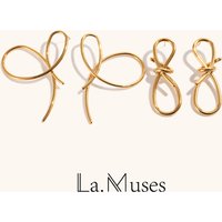 La. Muses Simple Line Shaped Stainless Steel Women's Earrings PVD Gold Plated Fashion Jewelry Accessories