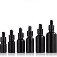 5 x 10 x mattschwarze Tropfflaschen aus Glas, 5 ml – 100 ml, leere Tropfpipettenflasche aus hellem Glas für ätherisches Parfümöl, Serum