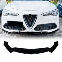 Front Bumper Spoiler Lip For Alfa Romeo Stelvio 2017-2026 Gloss Black/Carbon Fiber Look Lower Splitter Protector Blade Body Kit
