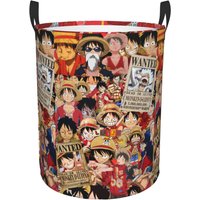 Custom One Pieces Anime Laundry Basket Collapsible Pirate King Luffy Skull Manga Clothes Toy Hamper Storage Bin for