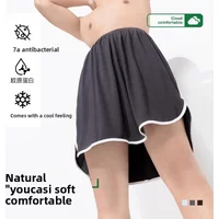Men's Ice Silk Short Skirt Pants Cool Sensation Antibacterial Large Size Home Wear Sleep Gown Comfortable Breathable Summer Shor