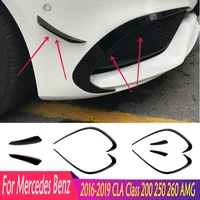 Hot For Mercedes-Benz 2016-2019 CLA Class 200 250 260 AMG Front Bumper Canard Splitter Spoiler Air Knife Cover Gloss Black Trim