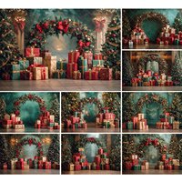 Mehofond Photography Background Christmas Green Vintage Wall Gifts Xmas Tree Kids Family Portrait Decor Backdrop Photo Studio