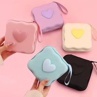 Love Heart Portable Data Cable Storage Bag Waterproof Zipper Earphone Case Protective Box For USB Coin Sanitary Napki Pouch Bag