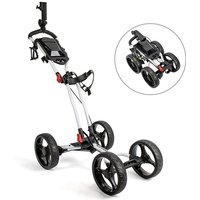 Light Weight Folding Golf Trolley 4-Wheel Push Cart with Modern Mounts for Golfers