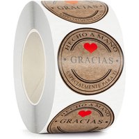100-500 Pcs Roll Spanish Gracias Kraft Seal Sticker French Thank You Fait Main Avec Amour DIY Paper Label Adhesive Gift Seal