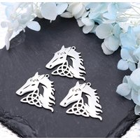 3pcs Exquisite Celtic Knot Horse Head Charms DIY Craft Tassels Earrings Necklace Jewelry Making Stainless Steel Pendant Supplies