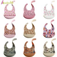 Fashionable Cartoon Printed Waterproof Soft Baby Silicone Bibs Newborn Adjustable Children Burp Cloth Feeding Baby Stuff