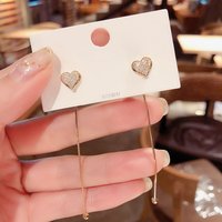 Square Geometry Long Fashion Tassel Flower Purple Rhinestone Earrings Korean Love Heart Wholesale Earring Jewlery For Women