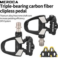 MEROCA Road Bicycle Lock Pedals For Shimano SPD With Lock Plate Ultra-light 3 Bearing Carbon Fiber Road Bike Lock Pedals