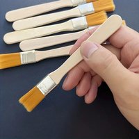 50pcs Barbecue Brush Yellow Hair Paint Tool Wooden Handle Nylon Bristle Board Glue Oil Painting Dust Removal Small Brush