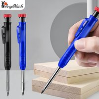 Solid Carpenter Mechanical Pencil with Sharpener for Woodworking Construction Long Head Carpenter Pencil Stationery Supply