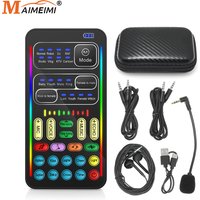 i9 Voice Changer With Earphone With Microphone Mini Sound Card Audio Effect Bluetooth-Compatible Live Sound Cards Voice Tool