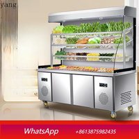 YJQ Malatang Display Cabinet Order Table Equipment Commercial Refrigeration Refrigerator Fresh Air Curtain Cabinet