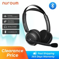 Nuroum Bluetooth 5.3 Wireless Headset with Noise Cancelling Microphone for Work Office Call Center, Mute Button Multi-Point Over Ear Headphones Handsfree Earphone for PC Laptop Computer Teams Zoom