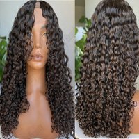 Glueless Deep Curly Dark Brown Natural Human Hair 1x4 Middle U Part Wigs Adjustable Easy Daily Wear Full Machine Made With Clips