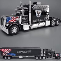 1/24 Metalowy Ciężki Siodłowy Samochód Ciężarowy z Przyczepą, Model Odlewany, Zabawka, Samochód Kontenerowy, Pojazd Transportowy Inżynieryjny, Model Samochodu z Dźwiękiem i Światłem