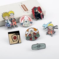 7Pcs/Set Anime Enamel Brooches Red Cloud Akatsuki Sharingan Kakashi Metal Pins Backpack Clothes Lapel Pin Jewelry Christmas Gift