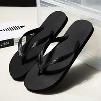 ins trendy black flip flops for men in summer wear simple non-slip soft sole clip foot-slip fashionable and versatile beach sand