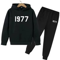 Fashion Casual 1977 Boys Girls 2 Piece Sets Tracksuit Kids Hooded Sports Suit Children Hoodies Sweatshirt Top+Pants Streetwear