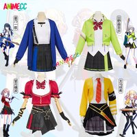 ANIMECC Sekai Project Hinomori Shiho Cosplay Costume Wig Colorful Stage Hoshino Ichika Cosplay Halloween Party for Women Girls