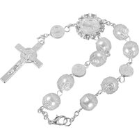 White Alloy Car Rosary Bracelet Hanging Accessories Cross Pendant For Mirror Decoration Charm naments Interior Accessories