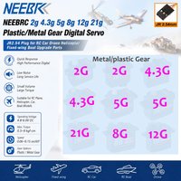 NEEBRC 2g 4.3g 5g 8g 12g 21g Plastic/Metal Gear Digital Servo JR2.54 for RC Drone Helicopter Fixed-wing Car Boat Upgrade Parts