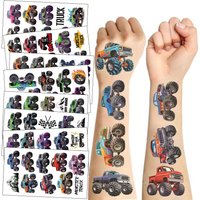 10Pcs/set New Monster Truck Temporary Tattoo Stickers Cartoon Car Waterproof Tattoo For Funny Birthday Party Gift