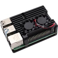 Armor Aluminum Case with Dual Cooling Fan Metal Shell Black Enclosure Auto Cooling Metal Case for RPI Raspberry Pi 4B