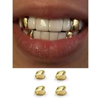 4-Piece Set of Classic Smooth Single-Piece Hip-Hop Style Tooth Jewelry, Suitable for Men and Women to Wear as Holiday Decorations