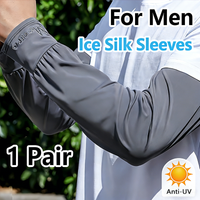 Summer Ice Silk Sleeves Breathable Loose-Fit Cycling Driving Cooling Arm Covers Outdoor Hiking Fishing Long Elastic Arm Sleeves