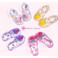 2026 Children's Transparent Crystal Jelly Sandals Soft Non-Slip Sole Princess Roman Style for Summer Cute Kids Footwear