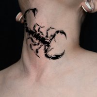 Scorpion Tattoo Sticker Temporary Tattoo Black Grey Wild Dark Cool Design Waterproof Long Lasting Ear Neck Side for Men Women