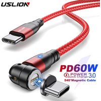 USLION PD 60W Magnetic Cable Quick Charge 4.0 Fast Charging For Huawei P40 Type C To Type C Cable Data Charger Wire For MacBook