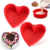 Silicone Heart Shaped Cake Pans Nonstick Reusable Round Baking Tray Cake Bakeware Pan Toast Mold Baking Tool for Pastry Dessert