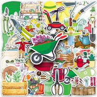 51-102PCS Cartoon Garden Tools Graffiti Stickers, Fresh and Creative Decorative Stickers for Water Cups, Pencil Cases, Notebooks