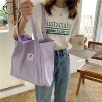 Women's Bag Cotton Canvas Shoulder Handbag Eco Fabric Handbag Solid School Books Tote Bag Portable Shopping Bag Sac À Main Femme