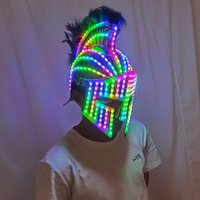 LED Medieval Knight Gladiator Helmet Spartan Mask Roman Warrior Greek Costume Helmet Glowing Robot Suit Party Costume