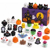 5/10/20pcs Halloween Mochi Squishy Toys Soft Pumpkin Ghost Bat Squeeze Stress Relief Fidget Kids Party Favor Goodie Bag Stuffer